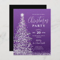 Budget Xmas Tree Silver Purple Holiday Invite