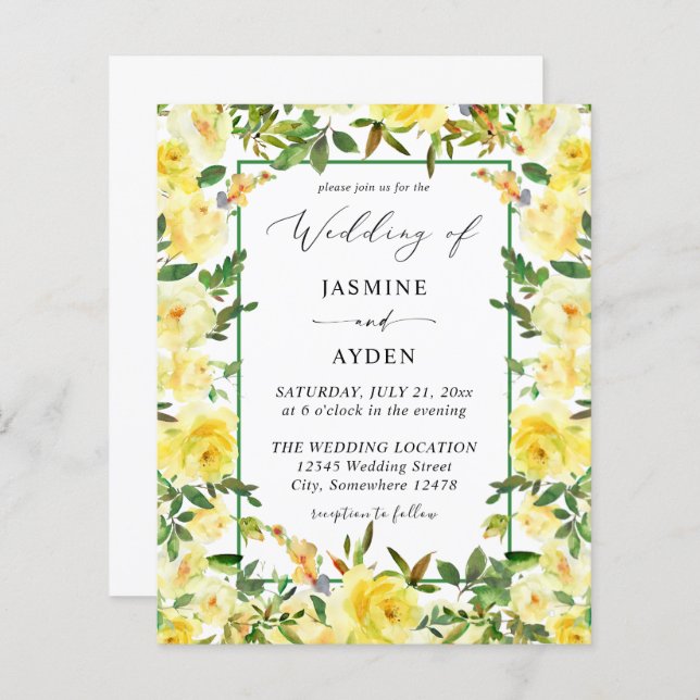 Budget Yellow Floral Wedding V3 (Front/Back)