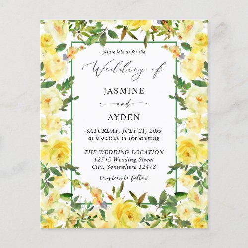 Budget Yellow Floral Wedding V3 Flyer