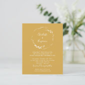 Budget Yellow Floral Wreath Script Wedding Invite (Standing Front)