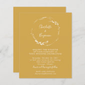 Budget Yellow Floral Wreath Script Wedding Invite (Front/Back)