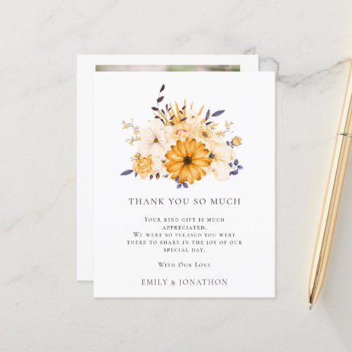 BUDGET Yellow Florals Quote Wedding 3 Photo Thanks