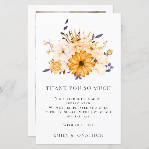 BUDGET Yellow Florals Wedding 3 Photo Quote Thanks
