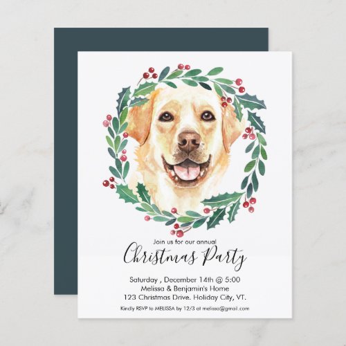 Budget Yellow Lab Dog Christmas Party Invitation