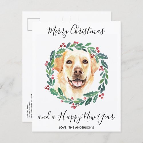 Budget Yellow Labrador Dog Merry Christmas Card