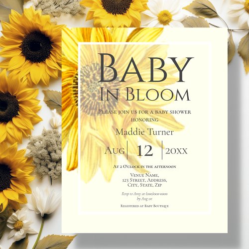 Budget Yellow Sunflower Baby Shower Invitation