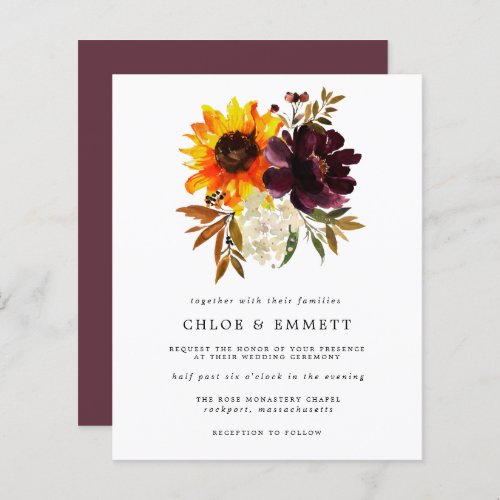 Budget Yellow Sunflower Purple Peony Wedding