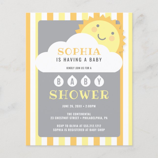Budget You Are My Sunshine Baby Shower Invitation (Front)