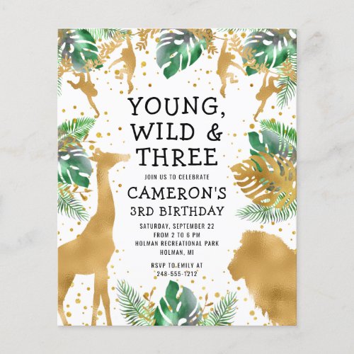 Budget Young Wild Three 3rd Birthday Invite