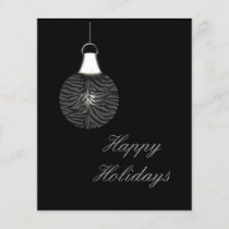 Budget Zebra Stripes Ornament Black Holiday Card