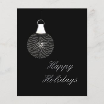 Budget Zebra Stripes Ornament Black Holiday Card by XmasMall at Zazzle