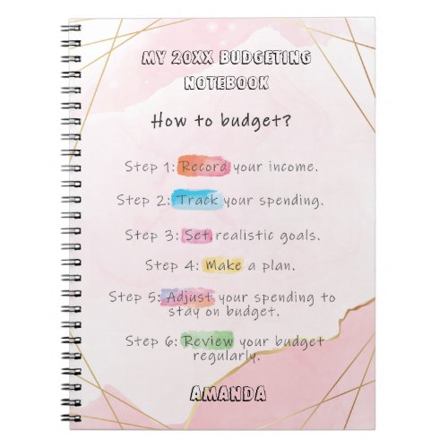 Budgeting goal setting personalized notebook