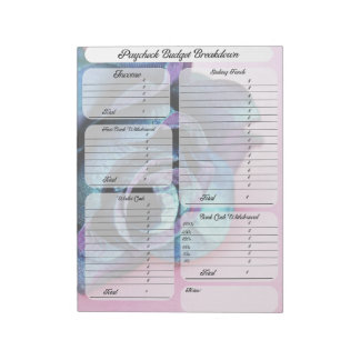 Budgeting Paycheck Breakdown - Blue Rose Notepad