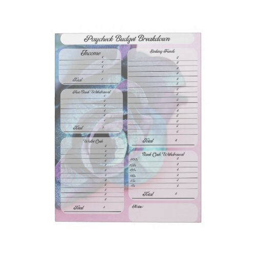 Budgeting Paycheck Breakdown _ Blue Rose Notepad