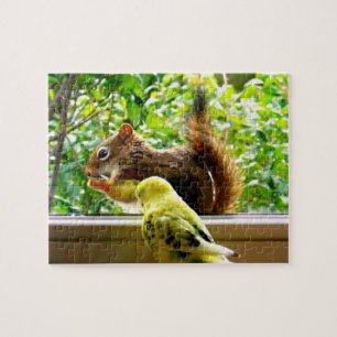 Budgie and Red Squirrel Jigsaw Puzzle