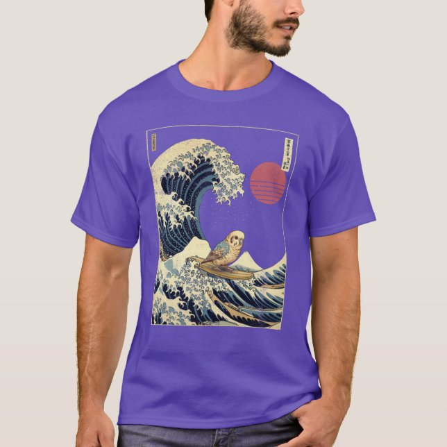 Budgie Bird Kanagawa Japanese Surfing Wave friends T-Shirt (Front)