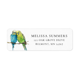 Budgie Bird Pair Return Address Label