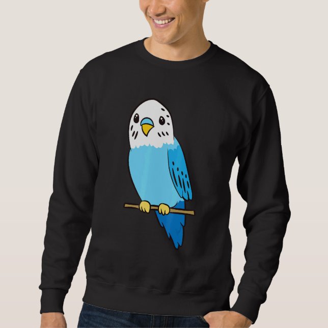 Budgie Bird Parakeet Cute Parakeet Blue Sweatshirt (Front)