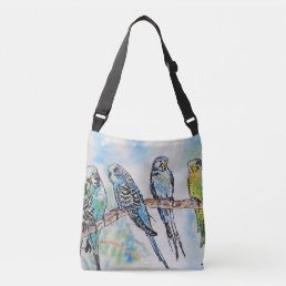 Budgie Bird Watercolor budgies birds Crossbody Bag