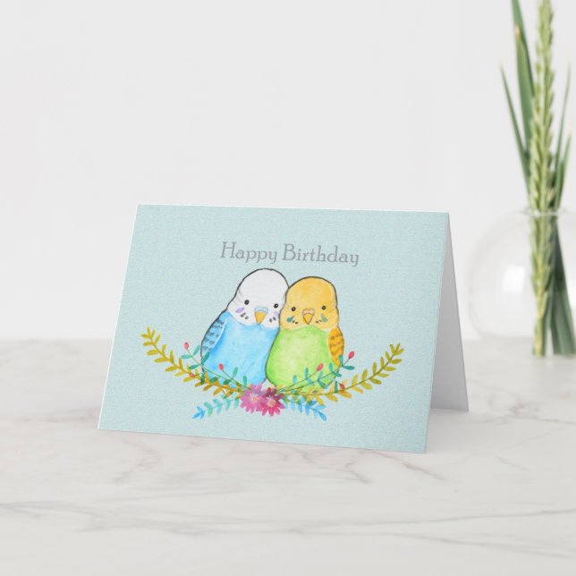 Budgie birthday Cute Parakeet pet bird lover gift  Card (Front)