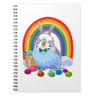 Budgie Blue Parakeet Easter Eggs Bunny Premium  Notebook