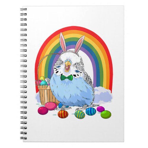 Budgie Blue Parakeet Easter Eggs Bunny Premium  Notebook