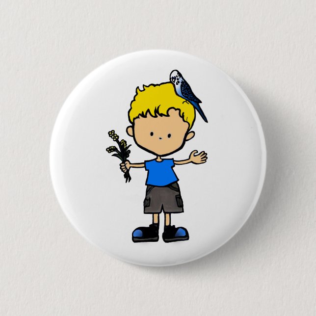 Budgie Boy #3 Button (BU11-3b2) (Front)