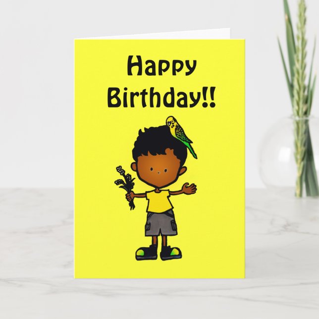 Budgie Boy Birthday Card 2 (C114g4) (Front)