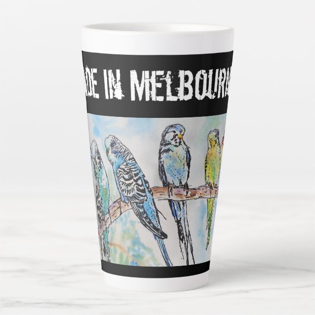 Budgie Budgerigar Bird Made In Melbourne Birds Latte Mug (Front)