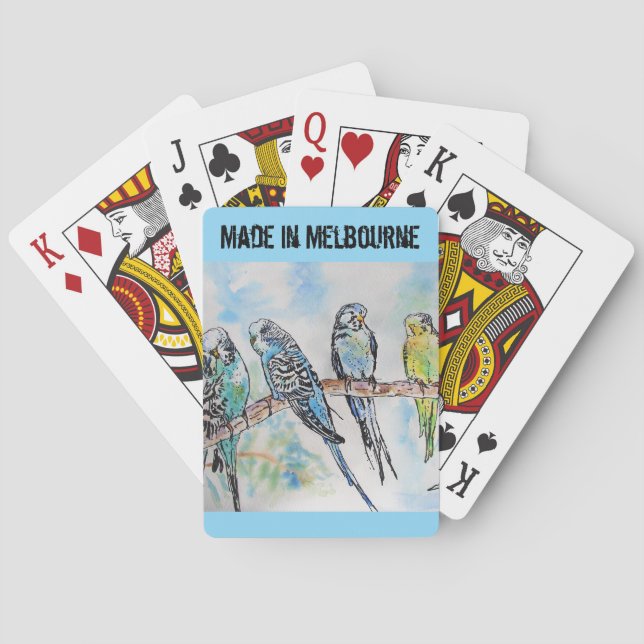 Budgie Budgerigar Bird Made In Melbourne Birds Poker Cards (Back)