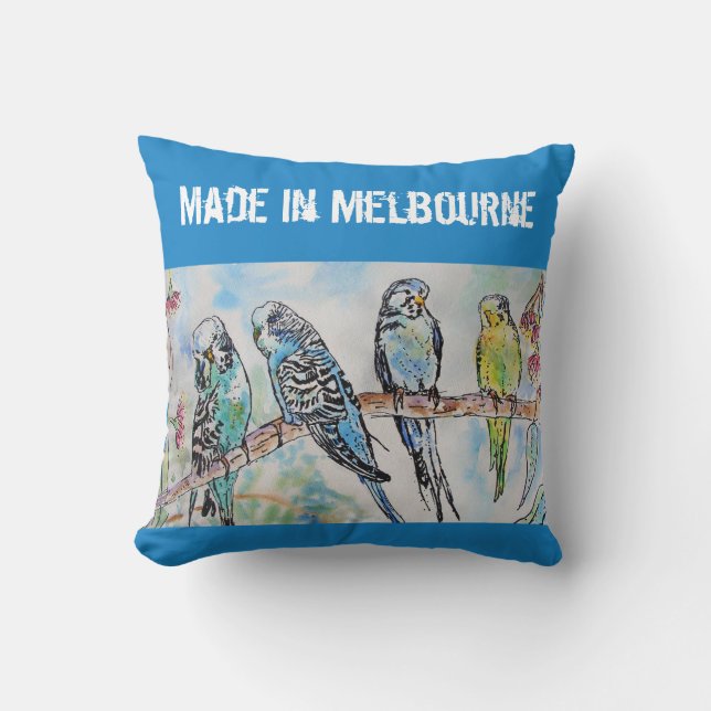 Budgie Budgerigar Bird Made In Melbourne Birds Throw Pillow (Front)