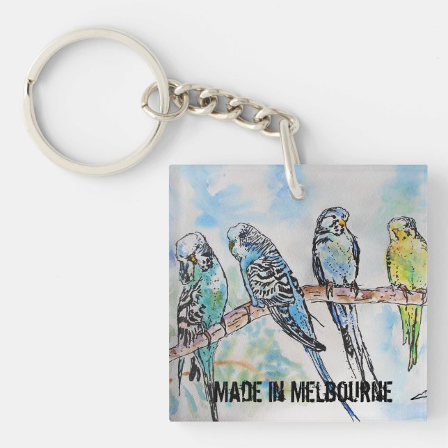Budgie Budgerigar Bird Made In Melbourne  Keychain (Front)