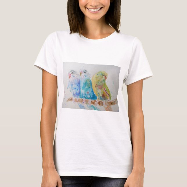 Budgie Budgerigar Birds Bird Wildlife T Shirt (Front)