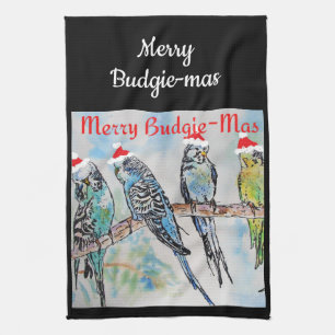 Budgie Budgerigar Christmas Merry Budgie-mas Kitchen Towel