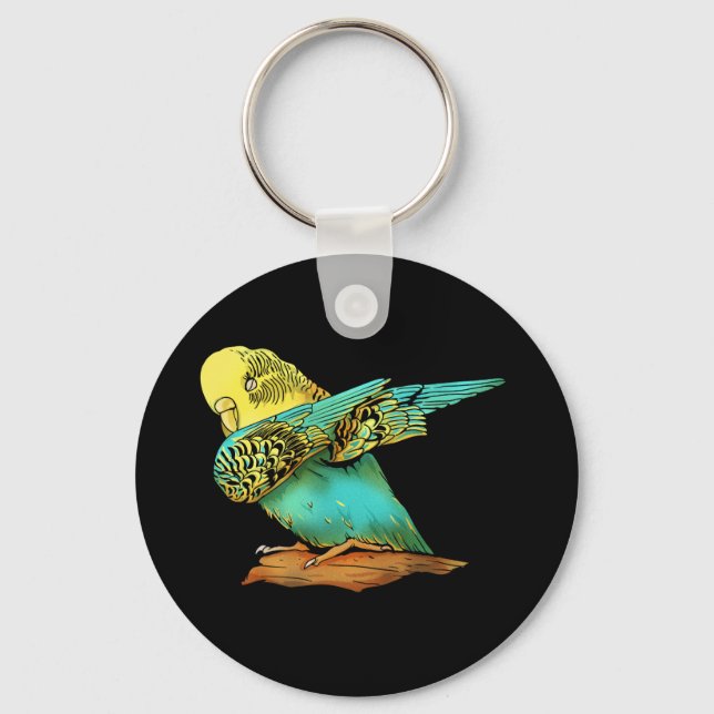 Budgie Budgerigar Dabbing Keychain (Front)