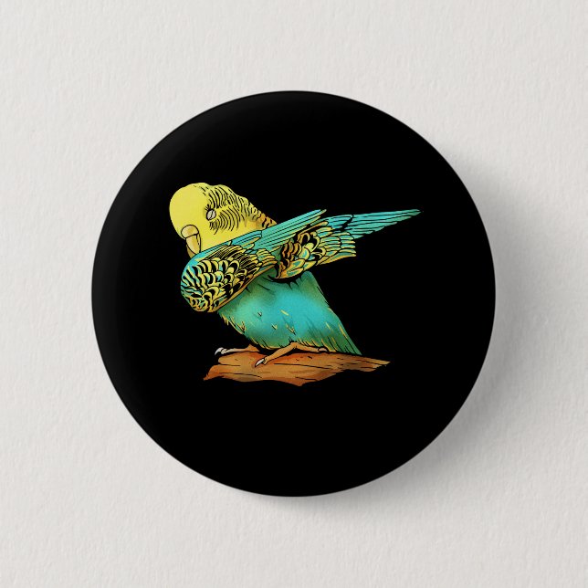 Budgie Budgerigar Dabbing Pinback Button (Front)