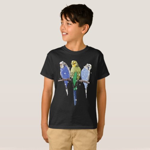 Budgie Budgerigar Glitter T_Shirt