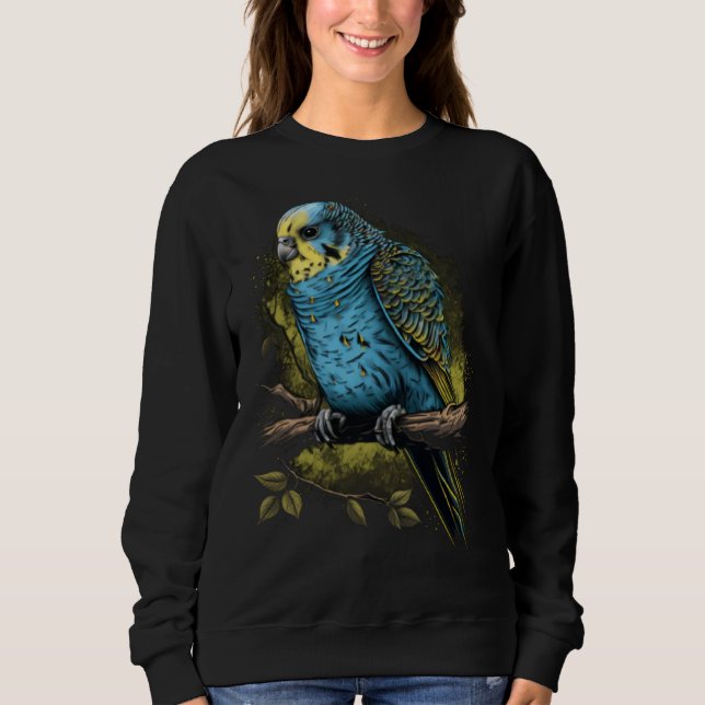 Budgie Budgerigar Parakeet Bird Retro Vintage 80s Sweatshirt (Front)