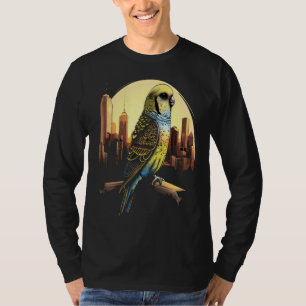Budgie Budgerigar Parakeet City Skyline Parrot Bir T-Shirt