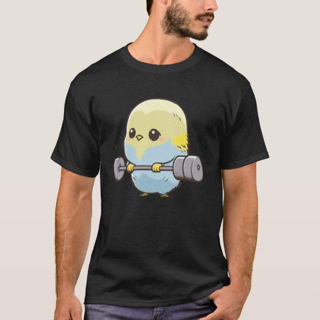 Budgie Budgerigar Parakeet Lifting Bodybuilder Gym T-Shirt (Front)