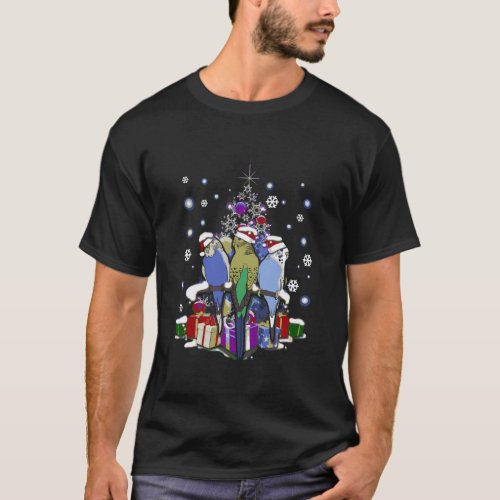 Budgie Budgerigar With Xmas Christmas T_Shirt