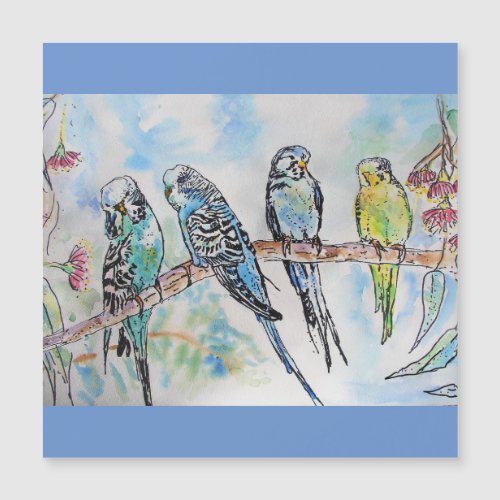 Budgie Budgies Watercolor Painting Bird Card