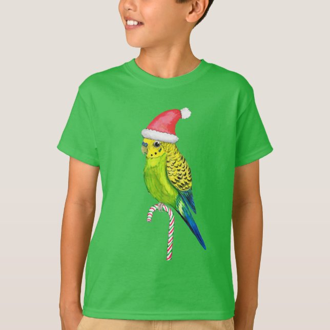 Budgie Christmas style T-Shirt (Front)
