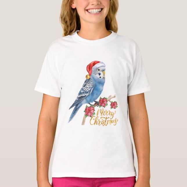Budgie Christmas T-Shirt (Front)