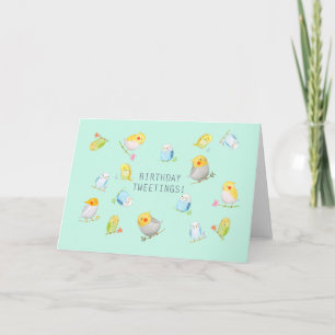 Budgie Cockatiel Birthday Tweetings bird lover Card