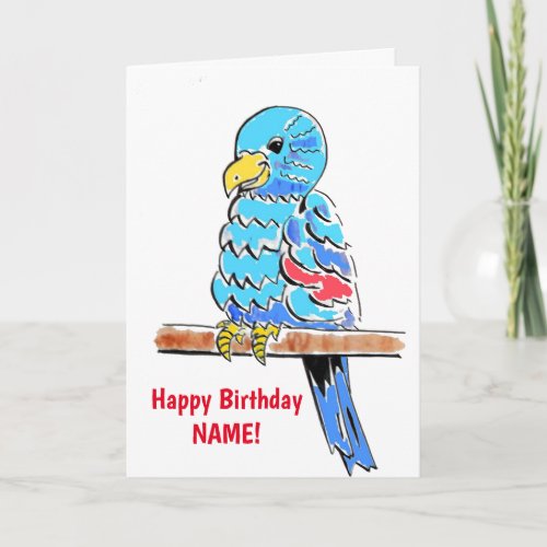 Budgie Colourful Birthday Card