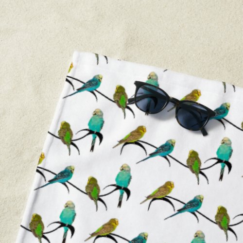 Budgie Frenzy Beach Towel choose colour