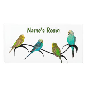 Budgie Frenzy Door Name Plate Sign