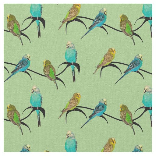 Budgie Frenzy Fabric (Light Green)
