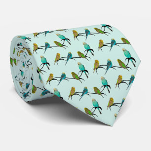 Budgie Frenzy Tie Double Sided Print (Light Cyan)
